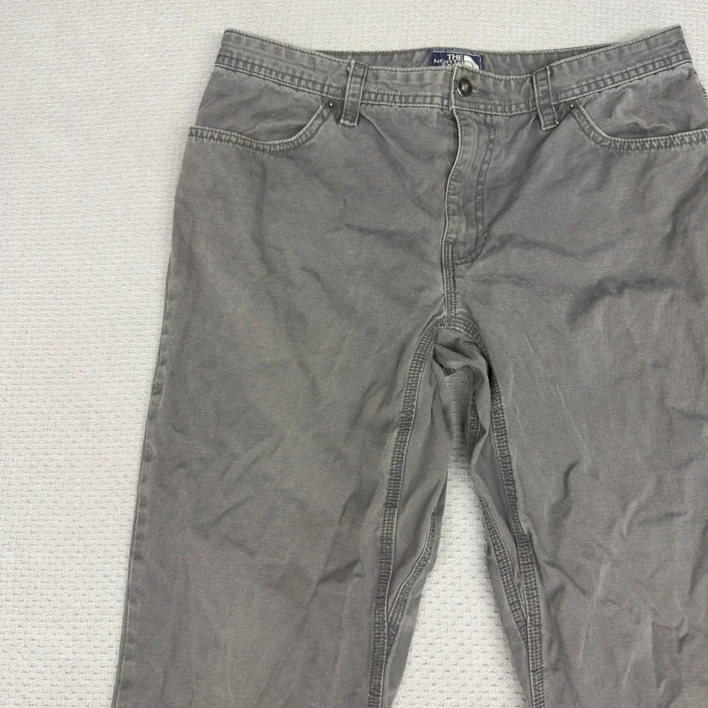 North Face Pants Mens 34x30 Gray Cotton Canvas Straight Leg Workwear Casual